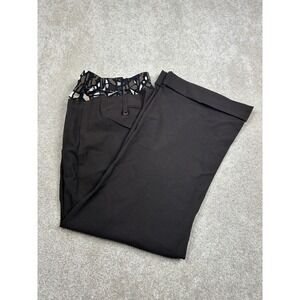 Duo Maternity Pants Womens Large Brown Wide Leg Elastic Waist Dress Work Stretch